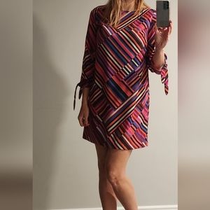Trina Turk Colorful Summer Dress with Slit Sleeves detail